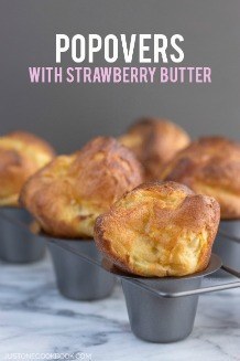 Neiman Marcus Popovers with Strawberry Butter. These homemade airy popovers are light and fluffy in texture. Serve hot with the Strawberry Butter. | JustOneCookbook.com