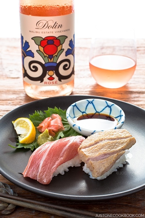 Otoro Sushi - Enjoy this prized part of the tuna two ways, seared and drizzled with yuzu juice or just with a bit soy sauce. Either way it melts in your mouth! @justonecookbook