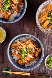 Chinese-style Chicken Karaage Donburi 中華風唐揚げ丼ぶり | Easy Japanese Recipes at JustOneCookbook.com