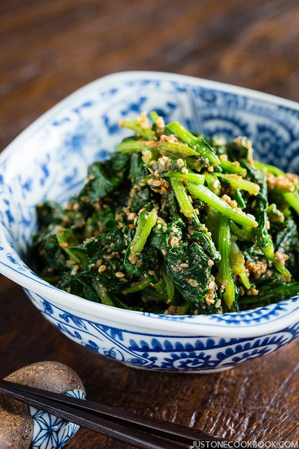 Japanese Spinach Salad with Sesame Dressing ほうれん草の胡麻和え • Just One Cookbook