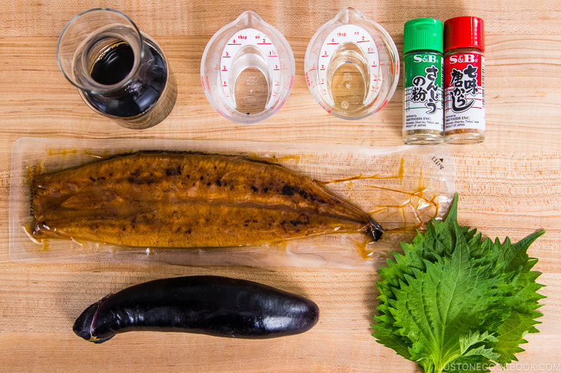 Eggplant Unagi Donburi Ingredients