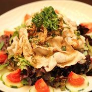 Pork Shabu Salad with Ponzu Dressing on a plate.
