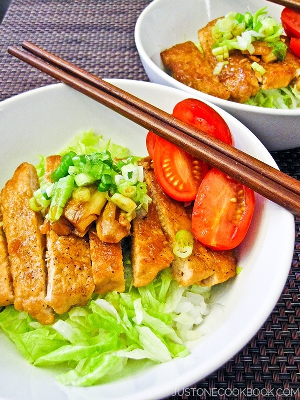 Teriyaki Pork Loin Salad Donburi | Easy Japanese Recipes at JustOneCookbook.com