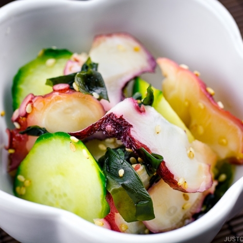 Octopus salad served in appetizer bowl