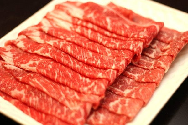 Shabu Shabu Beef on a plate.