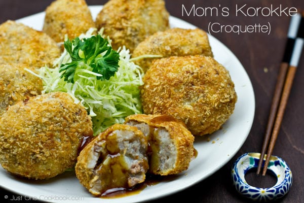 Mom's Korokke on a plate.