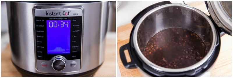 Zenzai red being cooked in an Instant Pot