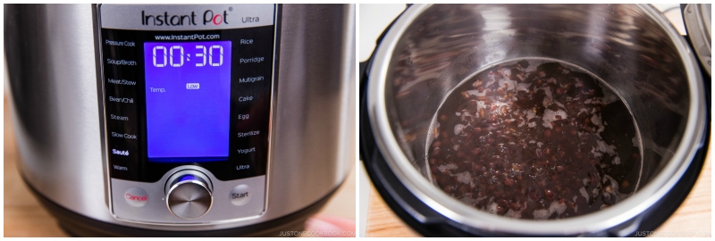 Zenzai red being cooked in an Instant Pot