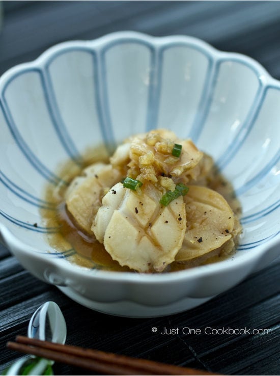 Sauteed Abalone in a small bowl.