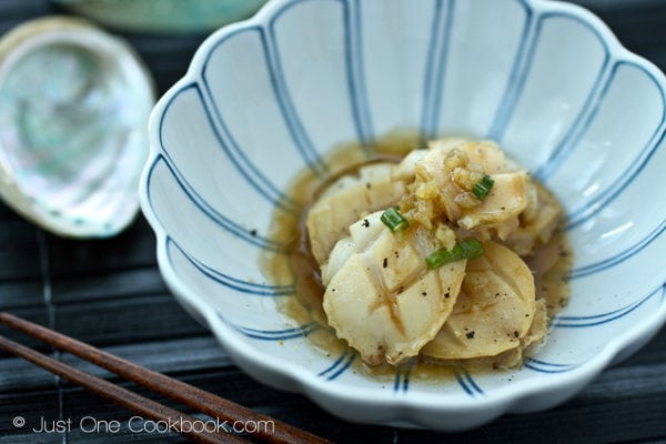 Sauteed Abalone | Just One Cookbook Sauteed Abalone in a small bowl.