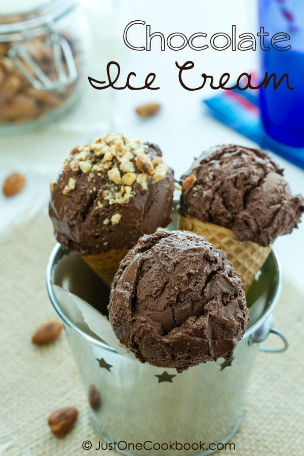 Chocolate Ice Cream in cones.