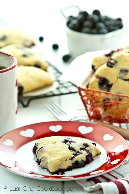 Blueberry Creme Fraiche Scones on a plate.