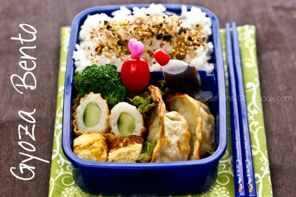 Gyoza Bento on a table.