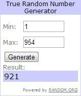 Image of random number generator with result