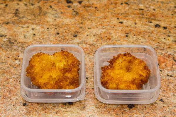 Freeze Chicken Katsu in plastic containers. 
