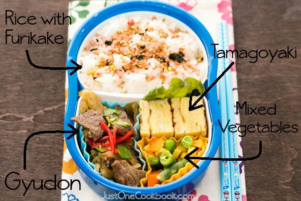 Gyudon Bento on a table.