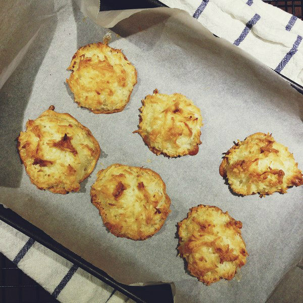 Coconut Macaroons on a baking sheet.