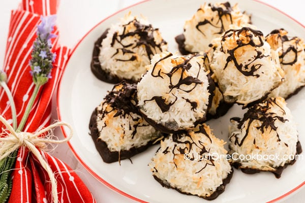 Coconut Macaroons | JustOneCookbook.com Coconut Macaroons on a plate.