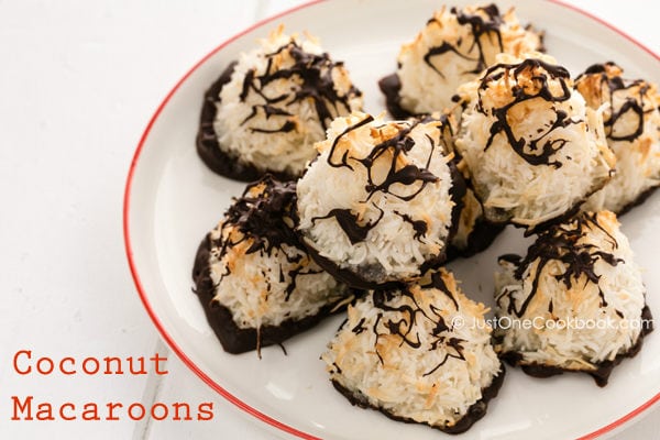 Coconut Macaroons | JustOneCookbook.com Coconut Macaroons on a plate.