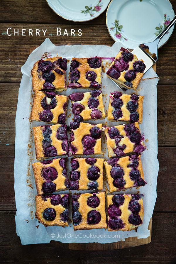 Cherry Bars on a table.