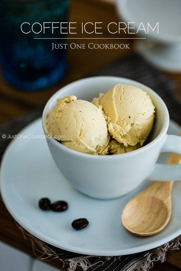 Coffee Ice Cream in a white cup.