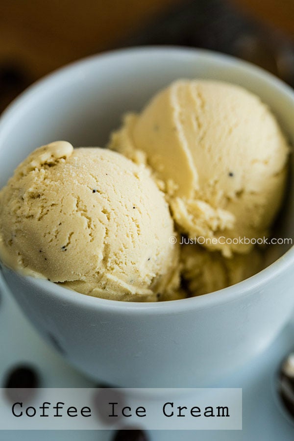 Coffee Ice Cream in a white cup.