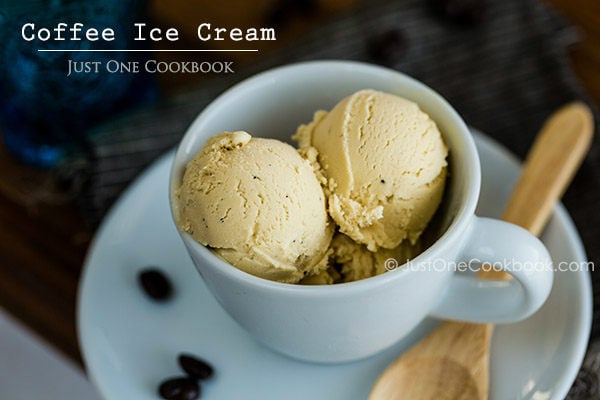 Coffee Ice Cream | Easy Japanese Recipes at JustOneCookbook.com Coffee Ice Cream in a white cup.