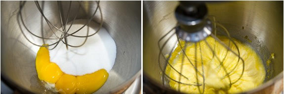 egg yolks and sugar in a mixing bowl