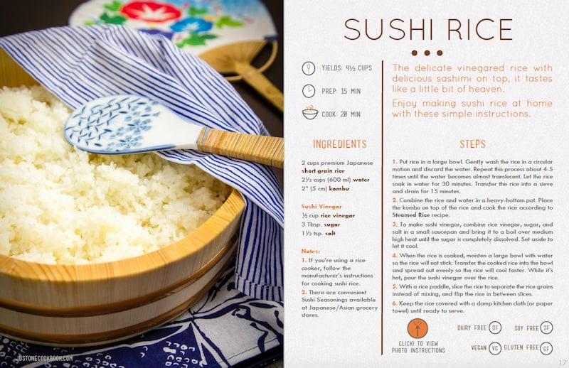 Just One Cookbook Essential Japanese Recipes eCookbook Sushi Rice image and recipe
