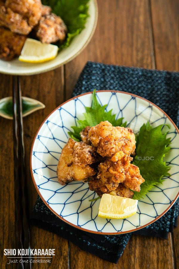 Shio Koji Karaage on plates.