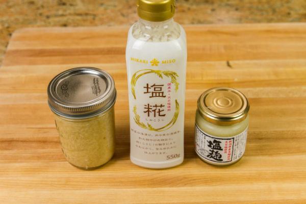 Shio Koji in glass jars and bottole.