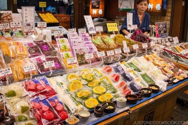 Tsukemono packages at Japanese store. 