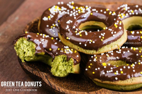 Green Tea Donuts on a plate.
