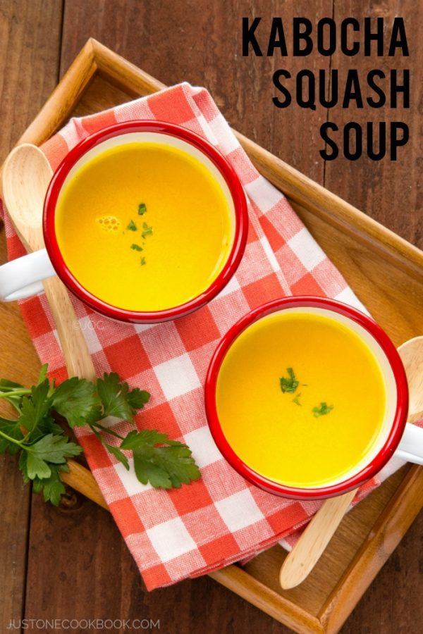 Easy-to-follow, creamy and rich Kabocha Squash Soup popular in Japan. Ready in 30 minutes. | Easy Japanese Recipes at JustOneCookbook.com