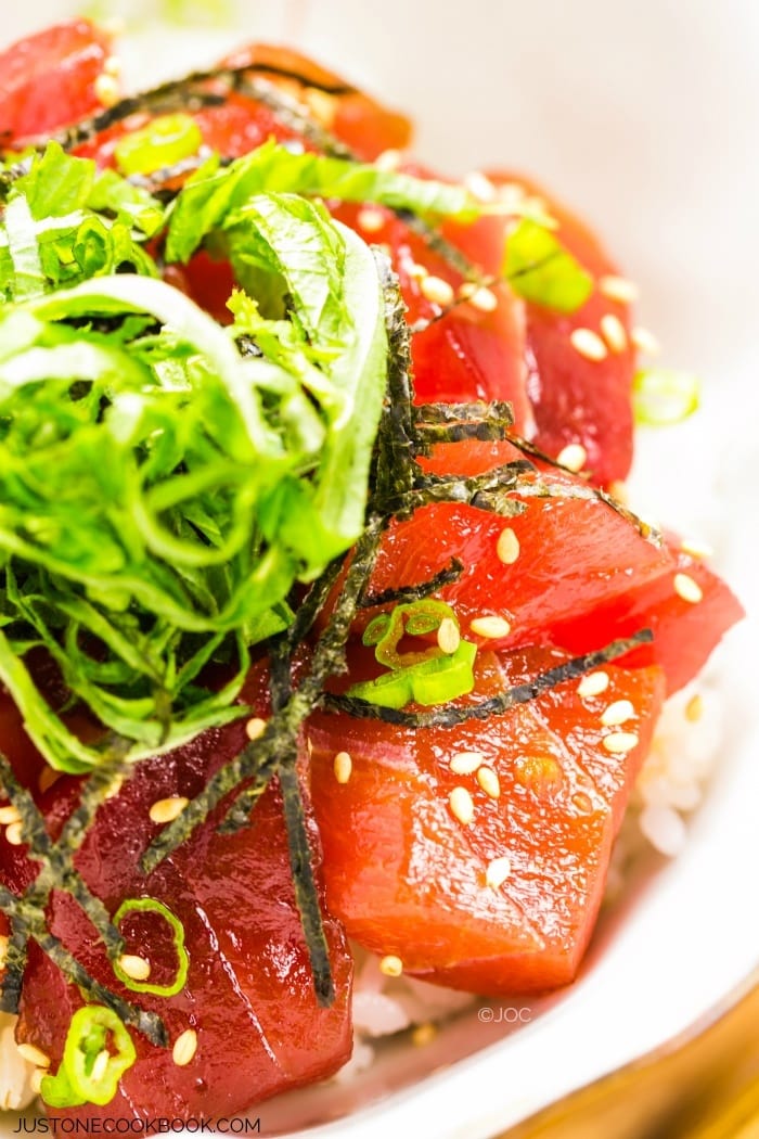 Tekka Don Is A Rice Bowl With Marinated Tuna Sashimi On Top 