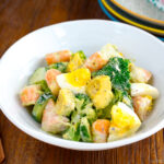 Avocado, Shrimp and Broccoli Salad served on a plate