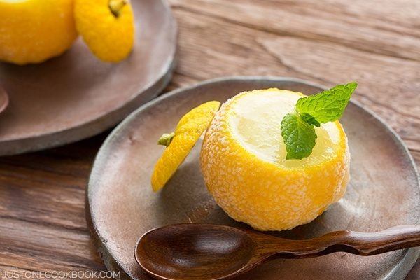 Refreshing Yuzu Sorbet - super easy to make and irresistibly tasty with citrusy-floral essense of yuzu fruit. | Easy Japanese Recipes at JustOneCookbook.com
