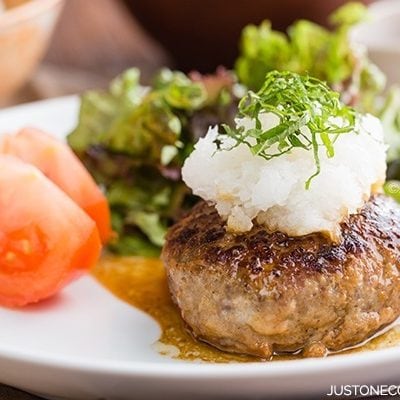 Simple, tasty, and easy-to-follow Japanese Hamburger Steak (Wafu Hambagu) recipe. Easy Japanese Recipes at JustOneCookbook.com
