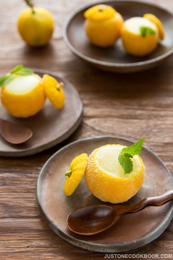 Yuzu Sorbet 柚子のシャーベット • Just One Cookbook