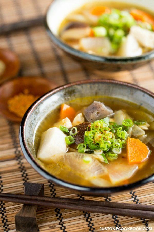 Japanese Vegetable Soup in soup bowls.