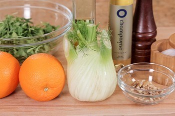 Arugula, Fennel, and Navel Orange Salad Ingredients