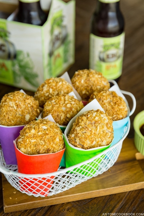 Baked Croquette in a basket.