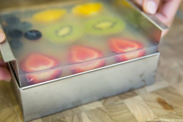 Fruit Jelly in a stainless steel mold.