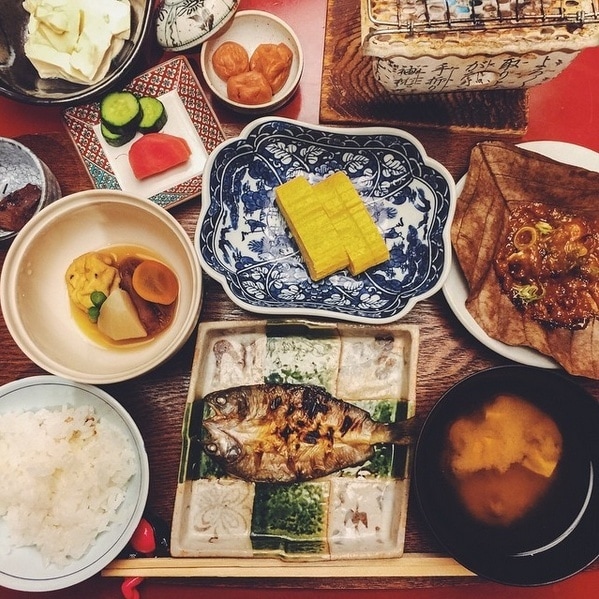 Takayama Breakfast dishes on a table.