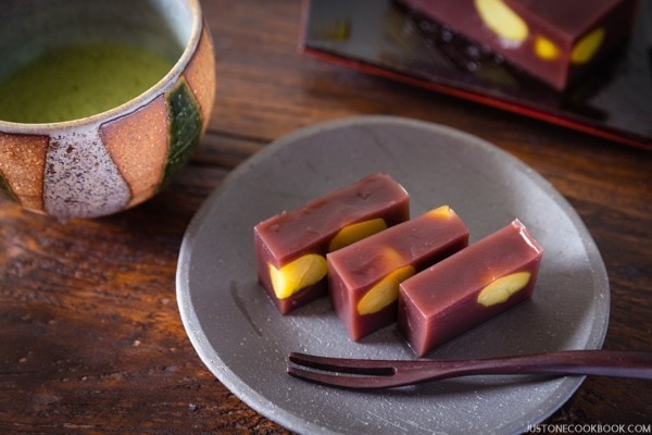 Mizu Yokan on a plate.