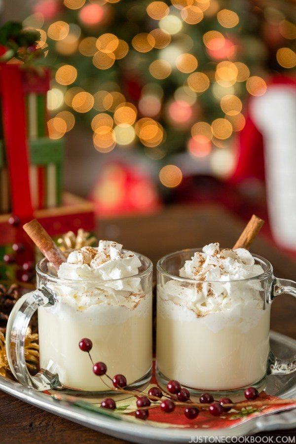 Eggnog in glass cups.