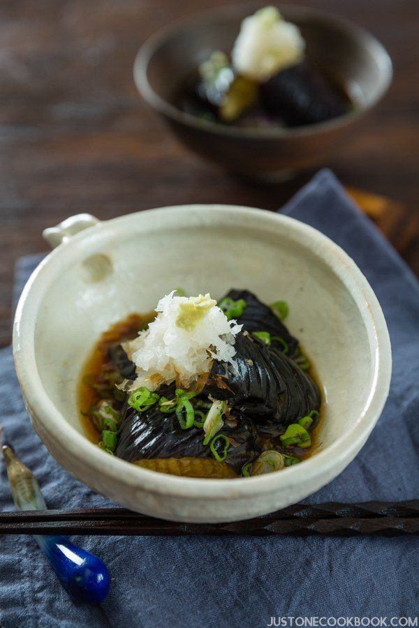 Deep Fried Eggplant in Light Broth (Eggplant Agebitashi) | Easy Japanese Recipes at JustOneCookbook.com