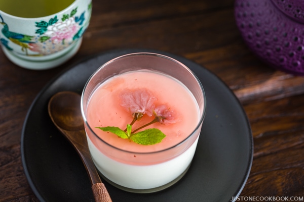 Cherry Blossom Milk Pudding | Easy Japanese Recipes at JustOneCookbook.com