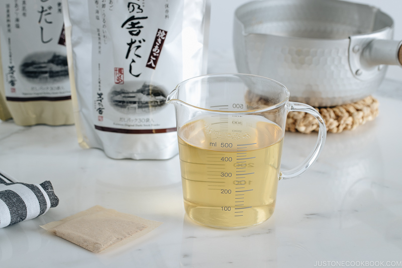 Dashi made from Dashi Packet.