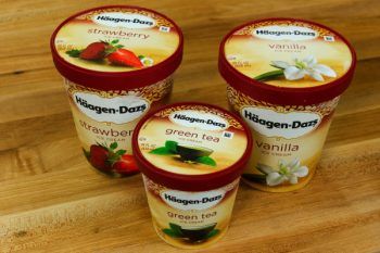 Ice cream in containers. 